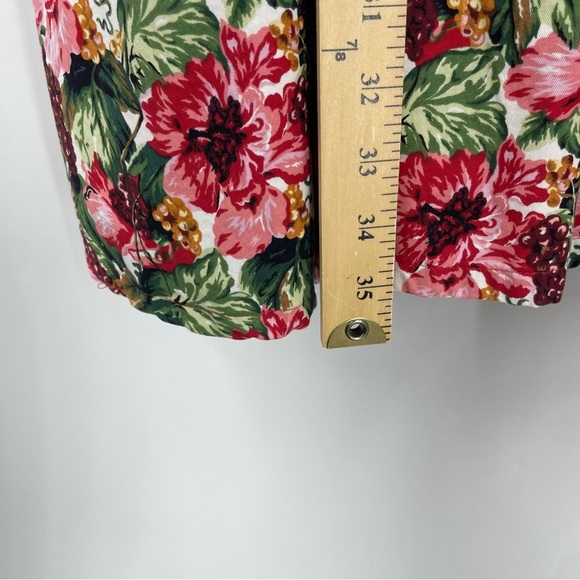 Vtg Herman Geist Velvet Floral Pleated Maxi Skirt Cotton Yoke Front Womens 8 - Picture 7 of 7